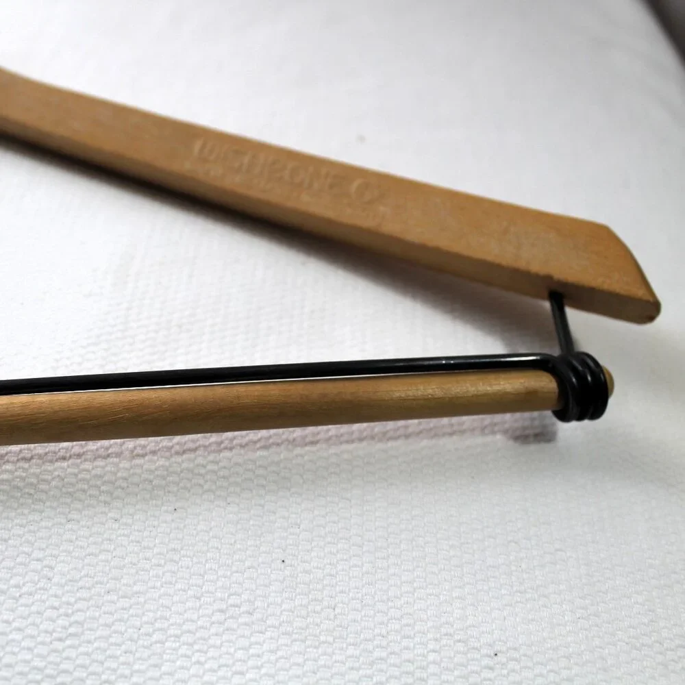 Vintage Tom James Wooden Suit Hanger, J.T. Batts Wishbone Hanger
